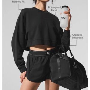 Alo Black Cropped Sweatshirt